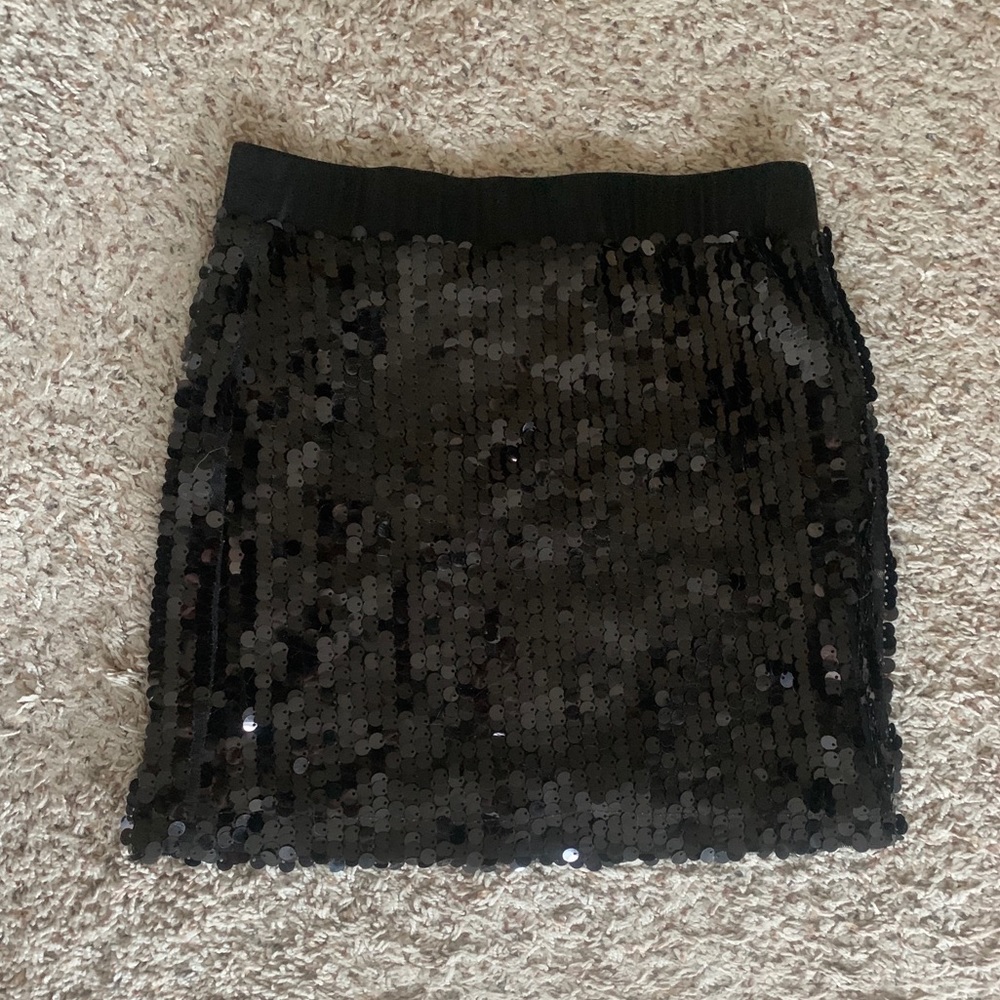 black sequin mini skirt